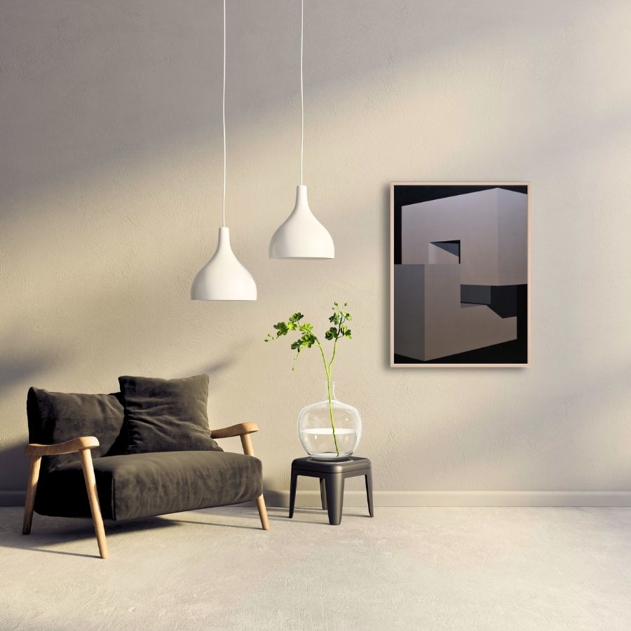 Embracing in Light and Shadow - Contemporary Geometric Art by Paris Tooraji - Acquired by McKenzie Thorpe