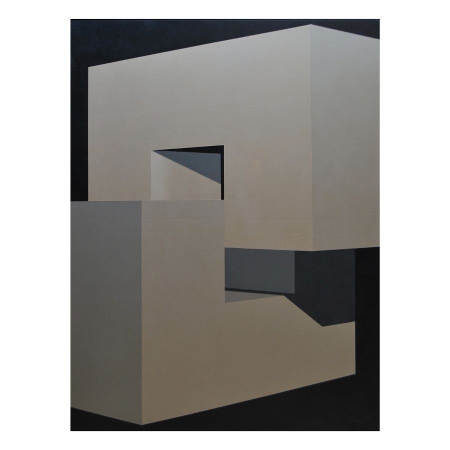 Embracing in Light and Shadow - Contemporary Geometric Art by Paris Tooraji - Acquired by McKenzie Thorpe