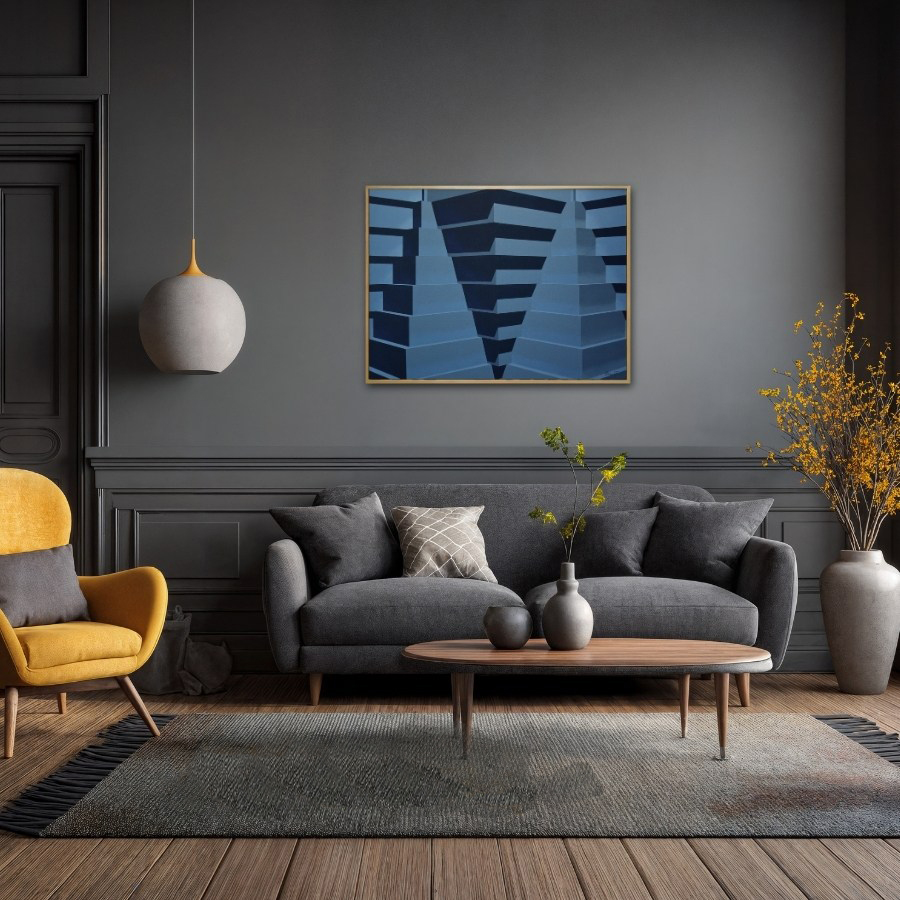Geometric Abstract Painting - Pyramids of Tranquility by Paris Tooraji