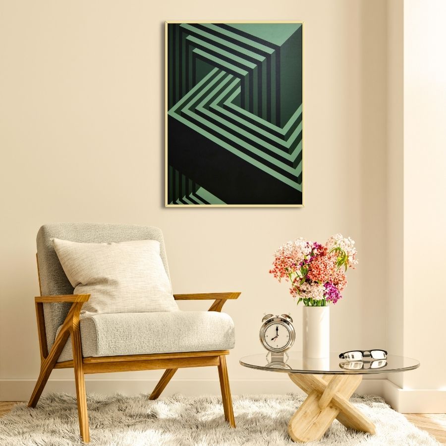 The Labyrinth of Logic - Green Abstract Art Painting by Paris Tooraji - Tooraji Gallery