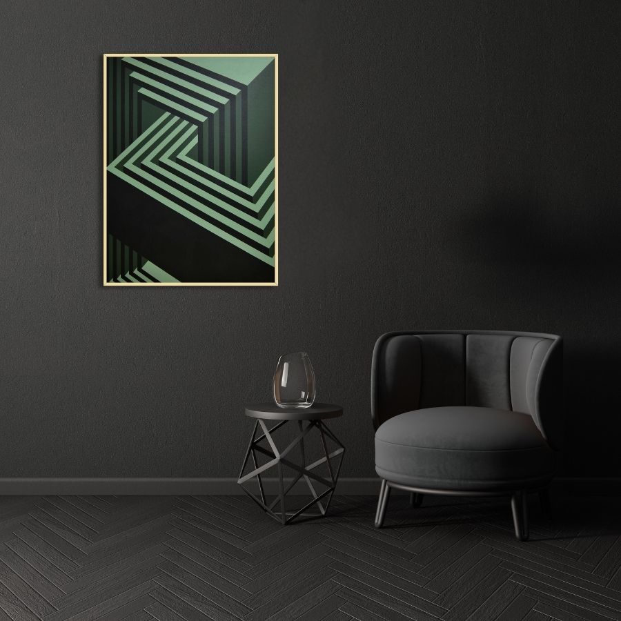The Labyrinth of Logic - Green Abstract Art Painting by Paris Tooraji - Tooraji Gallery