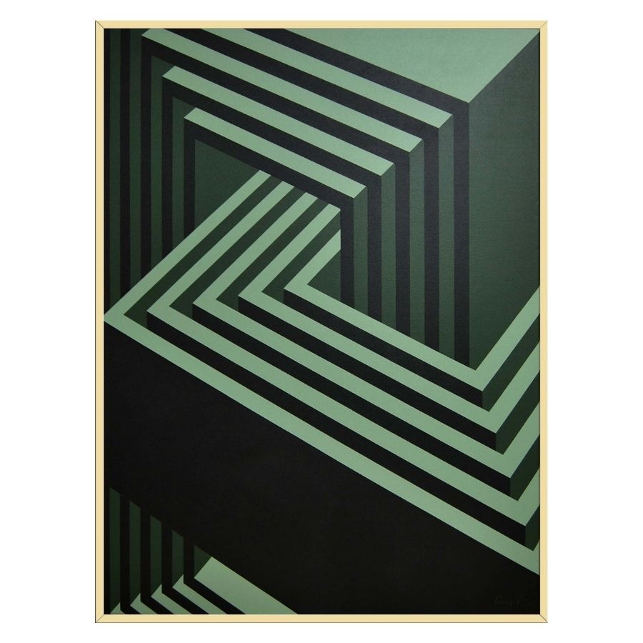 The Labyrinth of Logic - Green Abstract Art Painting by Paris Tooraji - Tooraji Gallery
